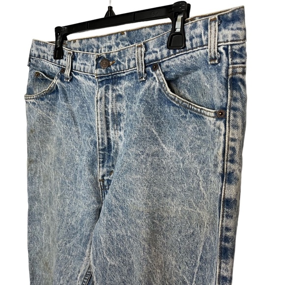 LEVI'S Stone Wash Vintage Brown Leather Tab Made in USA Men's Blue Jeans 38x30 - Picture 3 of 16